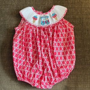 Three Sisters Smocked Ice Cream Bubble Romper Size 9 months